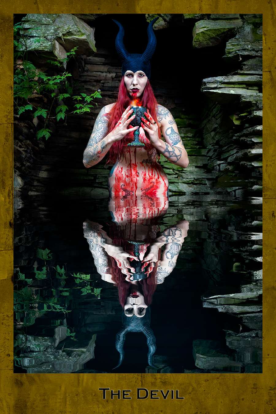 The Devil, Blood, chalice, dark Tarot, The Devil Dark Tarot card