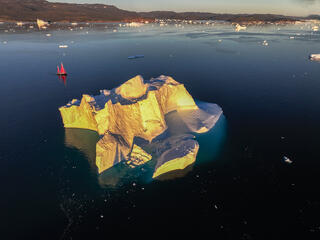 Aerial view of Iceberg close to Illulissat, Greenland.
