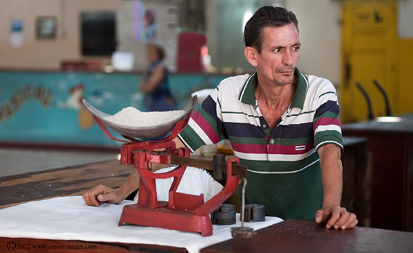 This is the first of three images taken at a food market on the outskirts of Havana, food such as sugar and coffee, i was told...