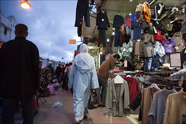 Taken in Rabat at night, where there are numerous stores selling&nbsp;goods.